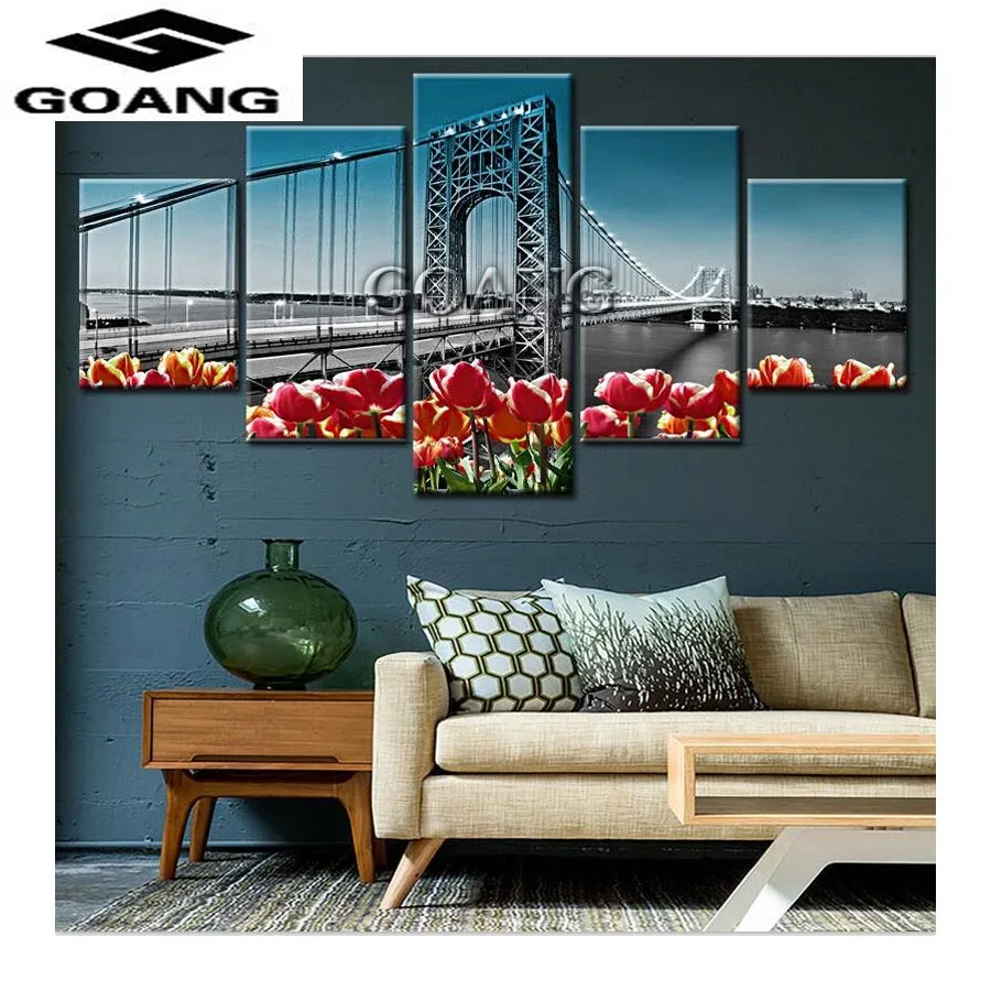 

5pcs DIY 5D Diamond Mosaic City Night Scene Diamond Painting Cross Stitch Set Diamond Embroidery Pattern Rhinestone