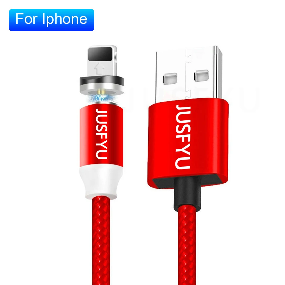 Магнитный кабель Micro usb type-C для iPhone X Xs Max samsung S9 S8 для Xiaomi зарядный нейлоновый Плетеный Магнитный зарядный кабель Cabos - Цвет: for iPhone Red