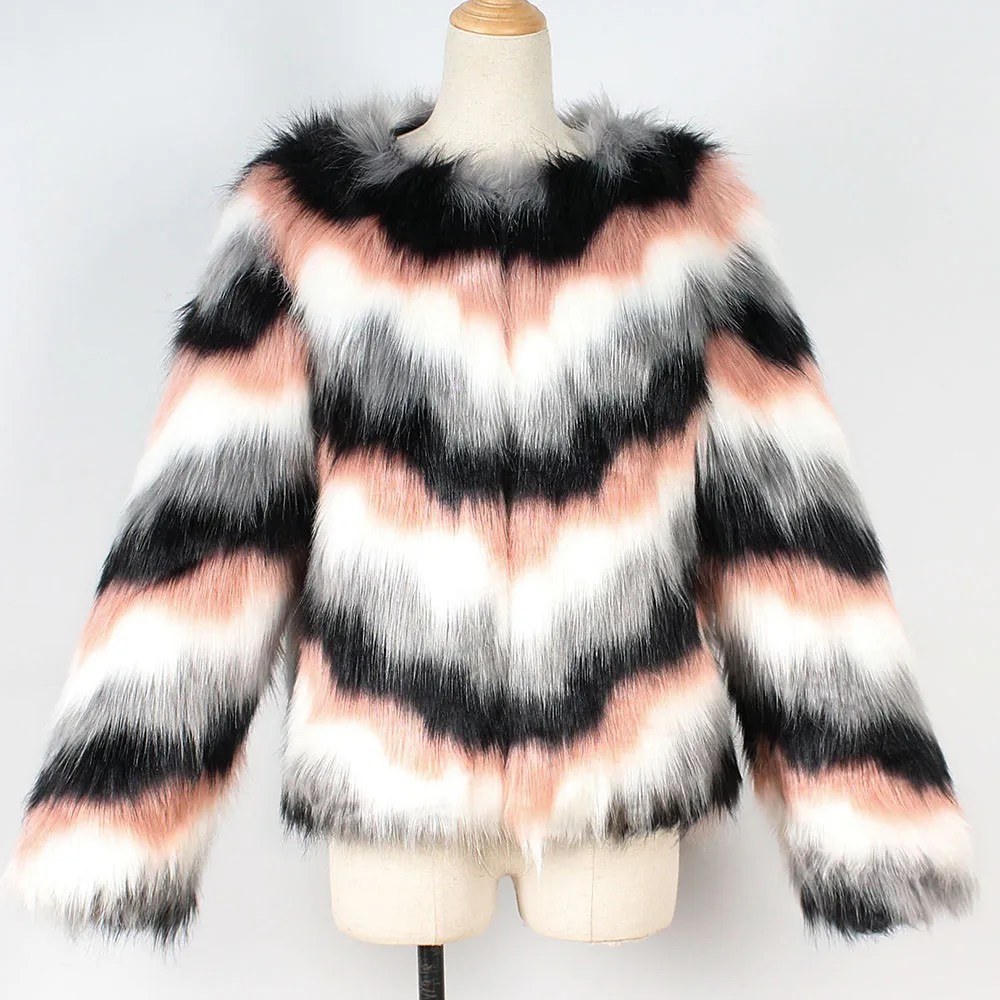 TELOTUNY модная женская зимняя теплая шуба элегантная женская куртка из искусственного меха водопад градиент цвета верхняя одежда Z1025 - Цвет: A