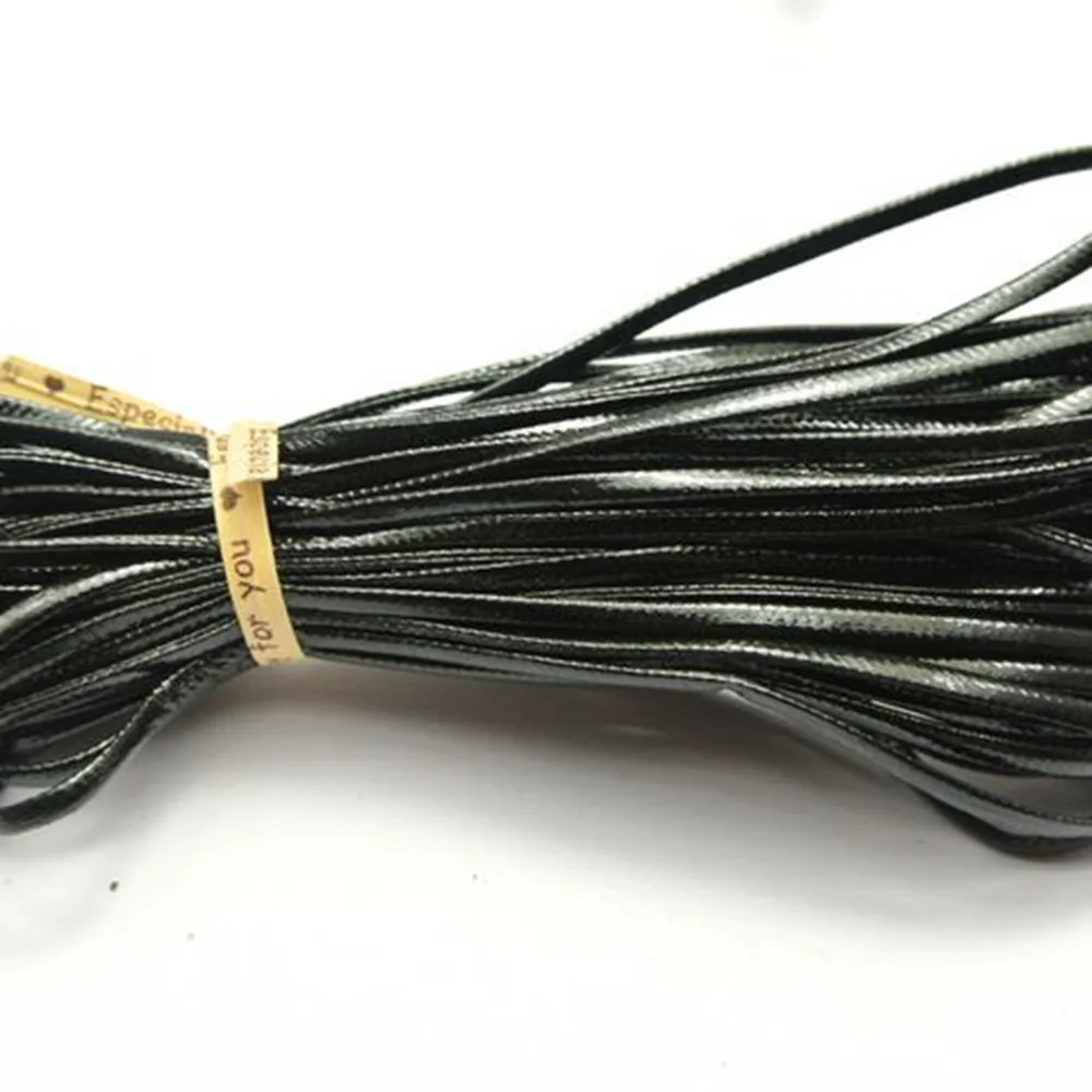 

10 Meter Black Flat Soft Synthetic Leather Jewelry Cord Lace String 3X1mm