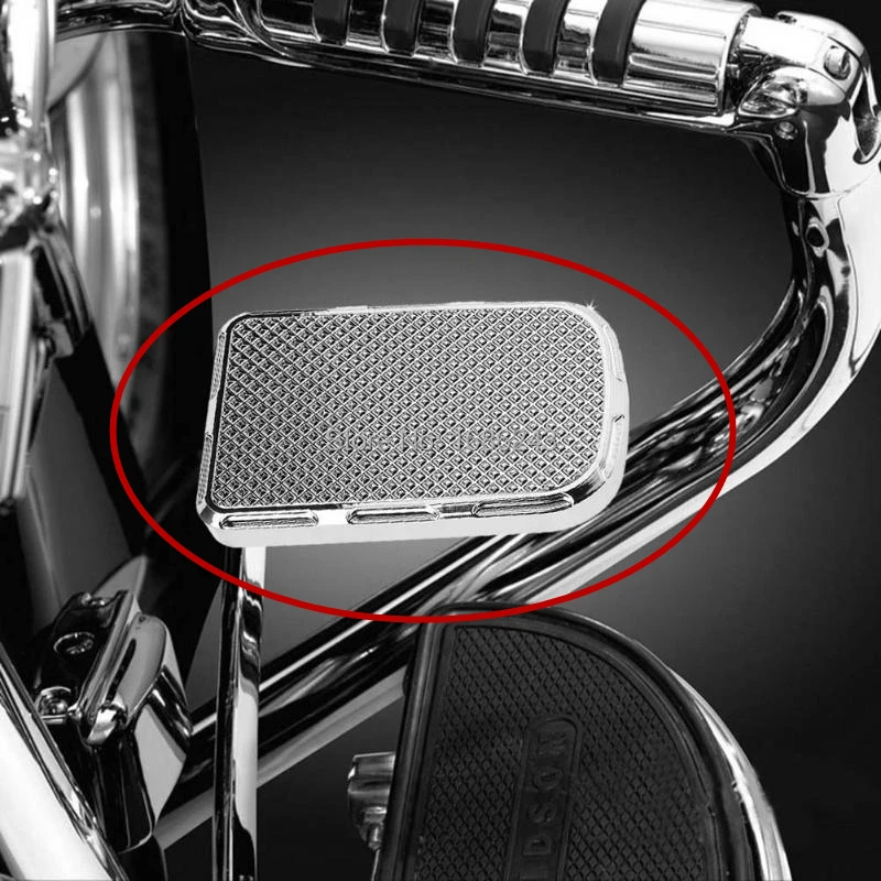 Chrome Motorcycle Aluminum Alloy Large Brake Pedal Pad Cover Fits For