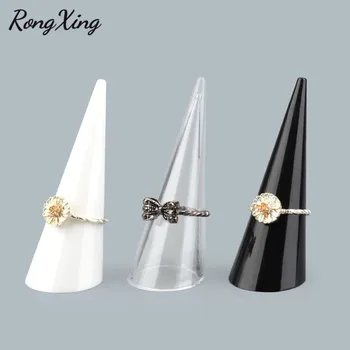 

RongXing Transparent/Black/White Acrylic Ring Display Stand Finger Cone Fingertip Jewelry Stand Display Showcase Holder Storage