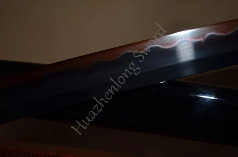 

Japanese Samurai Sword Clay Tempered Electroplated Black Red Blade 1095 Carbon Steel Sharp cut bamboo Full Tang Handmade Katana