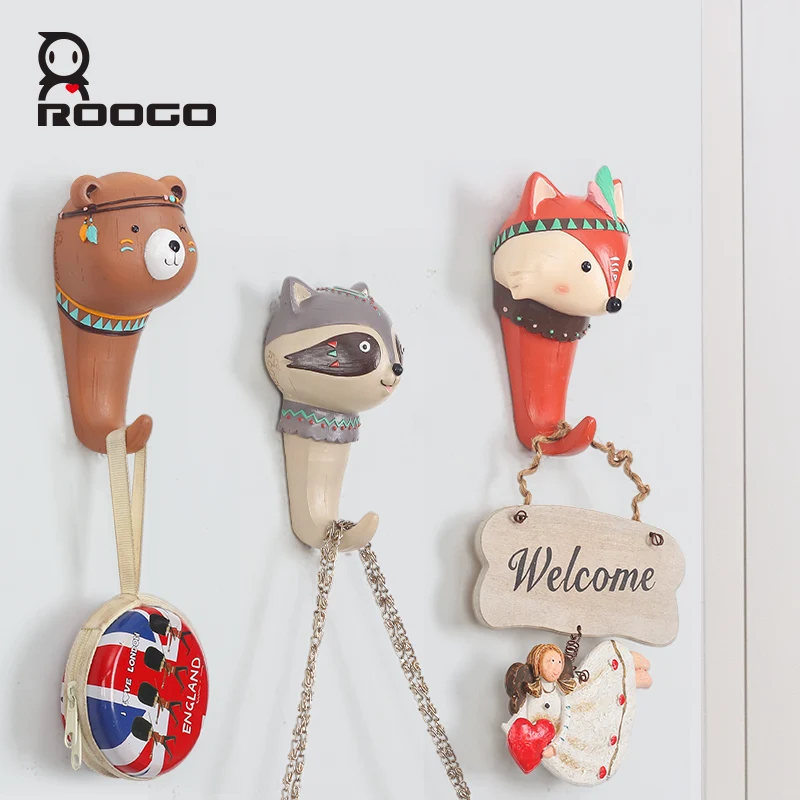 

roogo ethnic style cartoon animal hook home decor bedroom bathroom kitchen storage rack cupboard hanging hook