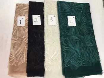 

New French Nigerian sequins net lace,African tulle mesh Sequence lace fabric high quality for wedding dress 5yards/lot J10803