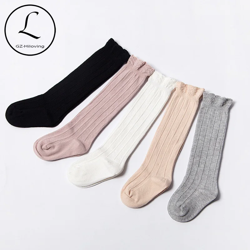 GZhilovingL/Детские хлопковые носки для маленьких девочек; сезон осень-зима однотонные мягкие гетры в Корейском стиле; белые гольфы для девочек