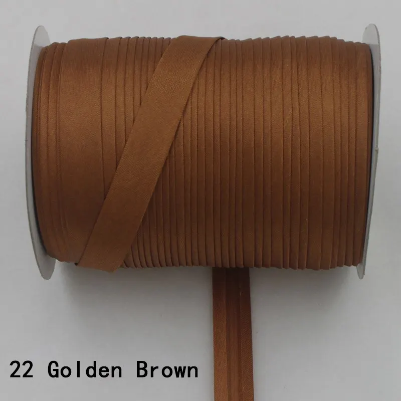 Полиэстер 5/"(15 мм) Атлас косой ленты косой связывания сплошной цвет для пошив одежды «сделай сам» и обрезки 25 ярдов/рулон - Цвет: 22   golden brown