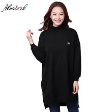 Однотонная женская футболка с высоким воротником средней длины с длинным рукавом, плотная Свободная Женская футболка, сохраняющая тепло, нижняя рубашка L286