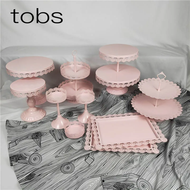 

10-11 pieces pink white cake stand wedding cupcake stand set crystal candy bar decoration cake tools bakeware set