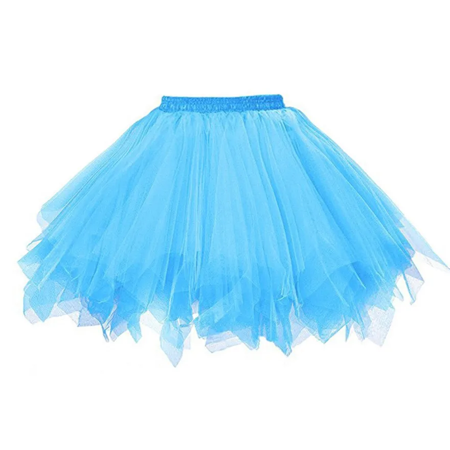 Цветные женские бальные юбки, Женские однотонные плиссированные газовые нестандартные короткие юбки, юбка-пачка для взрослых, танцевальная юбка - Цвет: Sky Blue