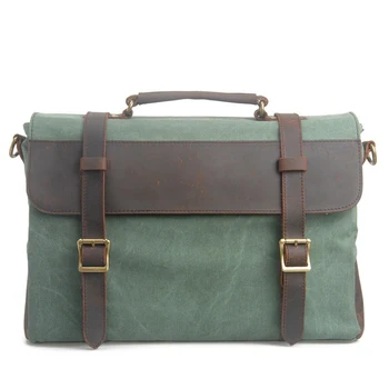 

Vintage Canvas Messenger Bag Genuine Leather Cowhide Men's Handbag Casual Traveling Shoulder Crossbody Bags Briefcase Tote