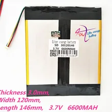 5 thread 30120146 3,7 V 6600MAH литий-полимерный аккумулятор MP3 MP4 аккумулятор рекордер перезаряжаемые батареи планшет батарея