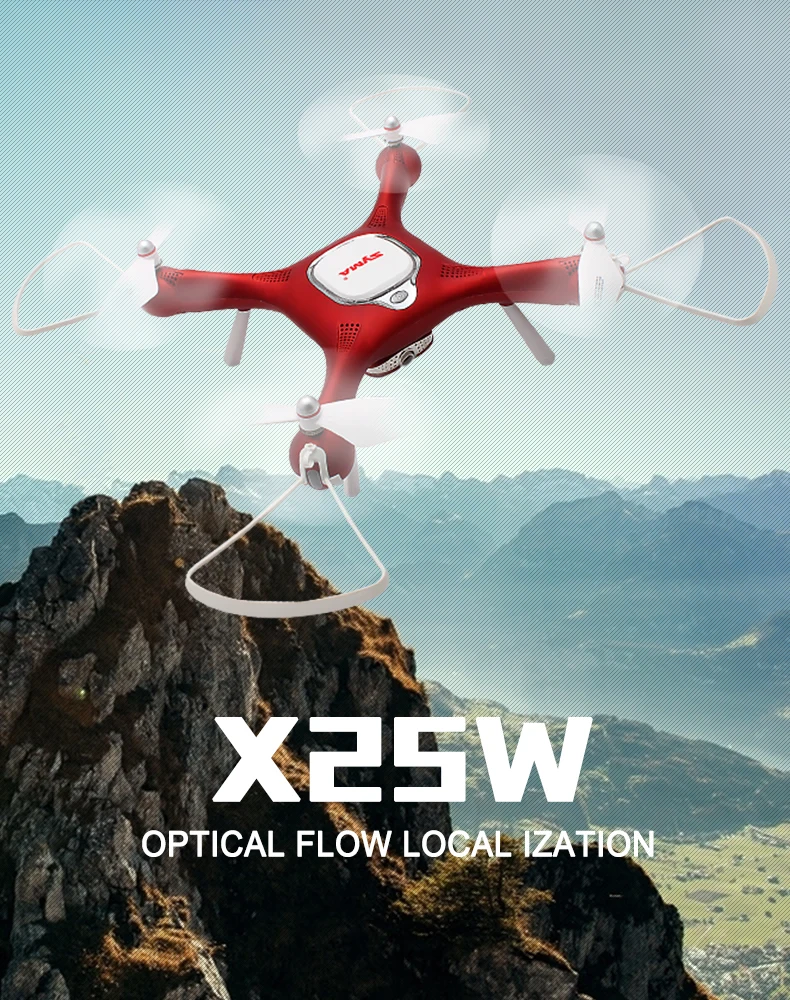 Syma X25W Дрон FPV Дрон с камерой HD 720P оптический поток позиционирования Квадрокоптер Регулируемый Wifi Квадрокоптер, Радиоуправляемый вертолет