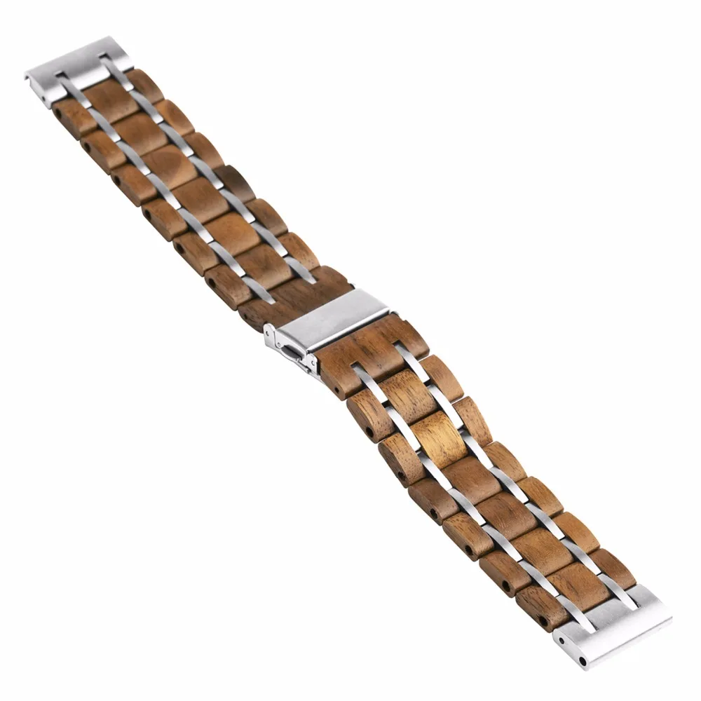 Натуральная древесина + ремешок из нержавеющей стали 22 мм для Asus ZenWatch 1 2 мужчин