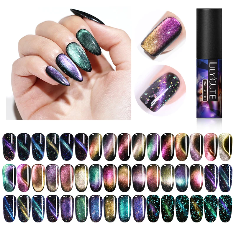 

LILYCUTE 5ml Luminous Cat Eye Gel Nail Polish Magnet 7D Hybrid Varnish Semi Permanent Nails Lacquer Primer Base Top