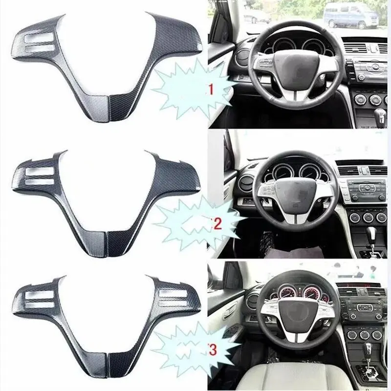 

For Mazda6 2009-2015 2PCS Wood ABS Car Interior Steering Wheel Cover Trims Stickers Accessories Car Styling Moldings