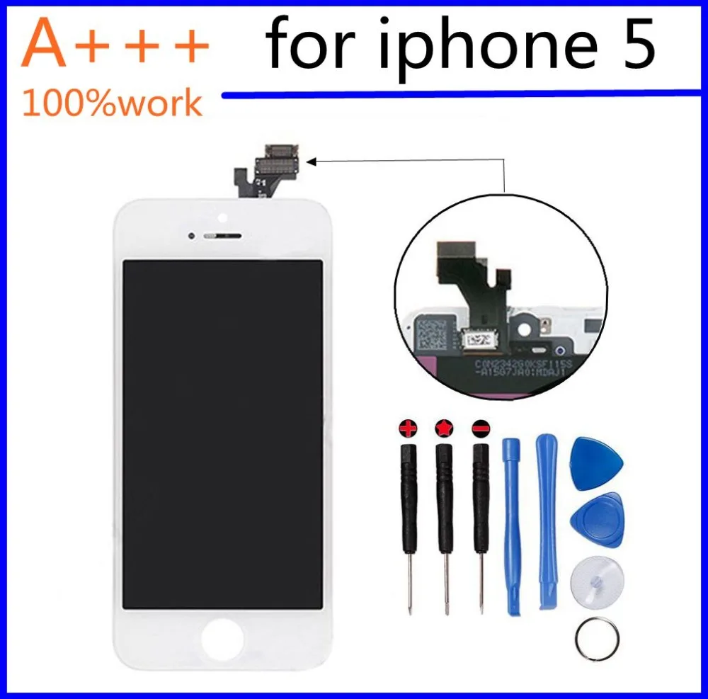 AAA ЖК экран в сборе сменный дисплей сенсорный дигитайзер для iphone 5G LCD черный/белый
