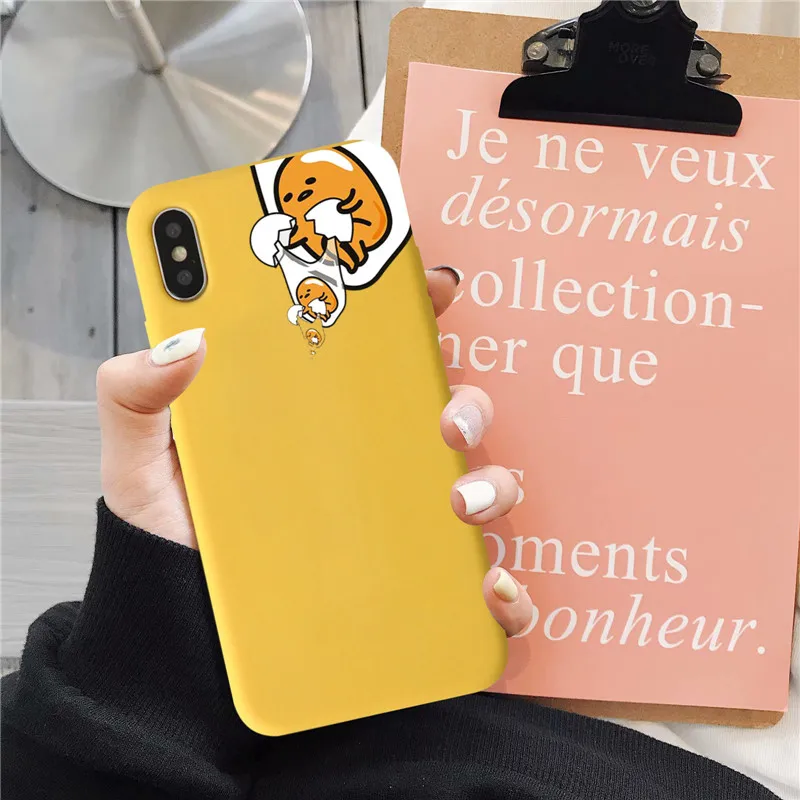 JAMULAR Cute Gudetama Lazy Egg Phone Case For iPhone 7 11 Pro XS MAX X XR 8 6 6s Plus Novelty Yellow Soft Silicone Back Cover