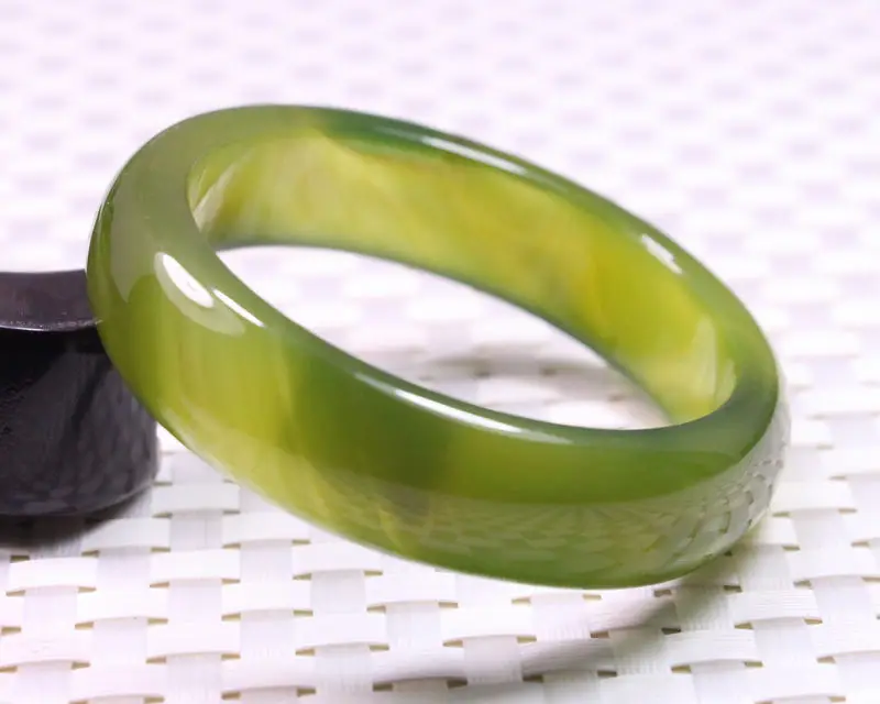 

57MM VERY FINE RARE NATURAL GREEN JADEITE JADE BRACELET BANGLE #B207 a 5.19