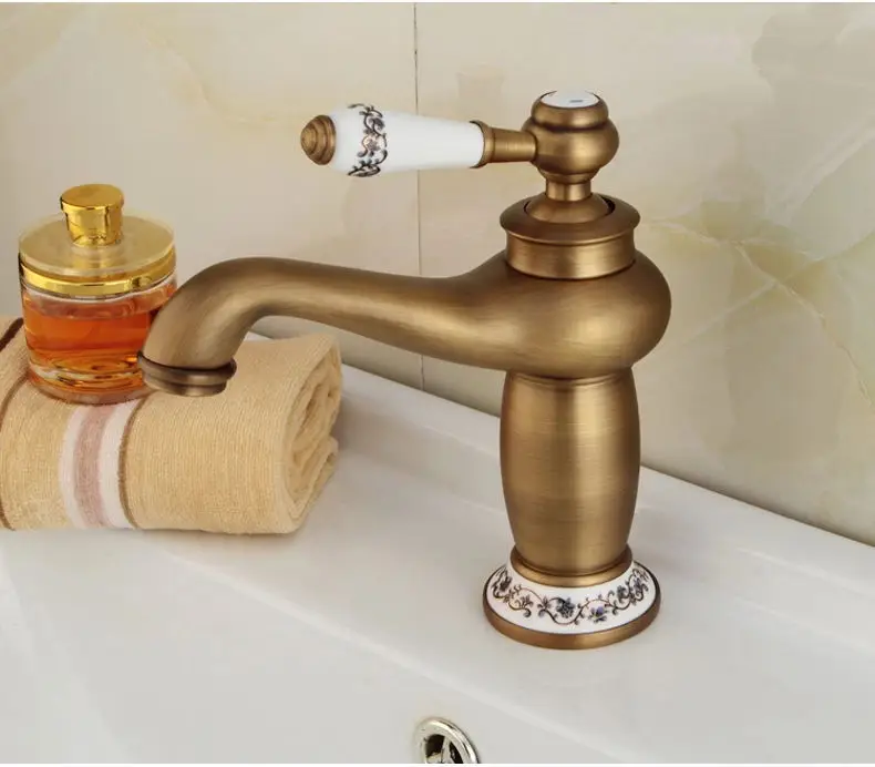 Antique bathroom basin sink mixer tap with high quality brass basin faucet / bathroom mixer tap