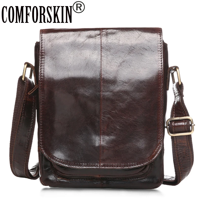 

COMFORSKIN Brand Men Messenger Bags Premium 100% Genuine Leather European and American Retro Style Men Shoulder Bag 2018 Men Bag