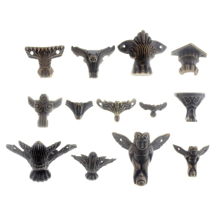 

4PCS Antique Bronze Jewelry Gift Box Wood Case Decorative Metal Feet Leg Corner Protector