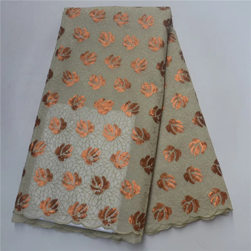 

Luxury Bride Nigeria Wedding Lace Dress Tulle Lace Fabric High Quality Double Organza Lace In Switzerland With Sequin PSA167-1