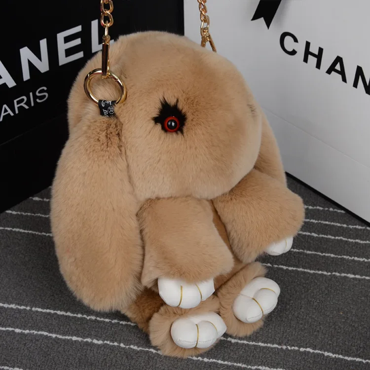 Подлинная кролика Мех животных сумка Для женщин брелок кролик игрушка кукла сумка Ключи кольцо монстр брелок подарок ювелирных изделий