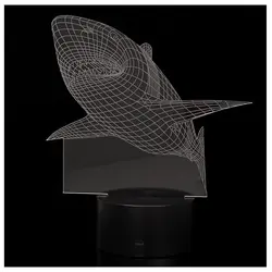 Touch Управление 3D челюсти акулы светодиодный настольная лампа 7-Цвет изменение USB Настольные светильники Декор