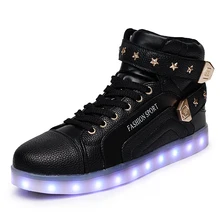 Fashion Casual Basket Femme Glowing Shoes LED Couples High Top Rivets Luminous Lighted Shoes Tenis Feminino