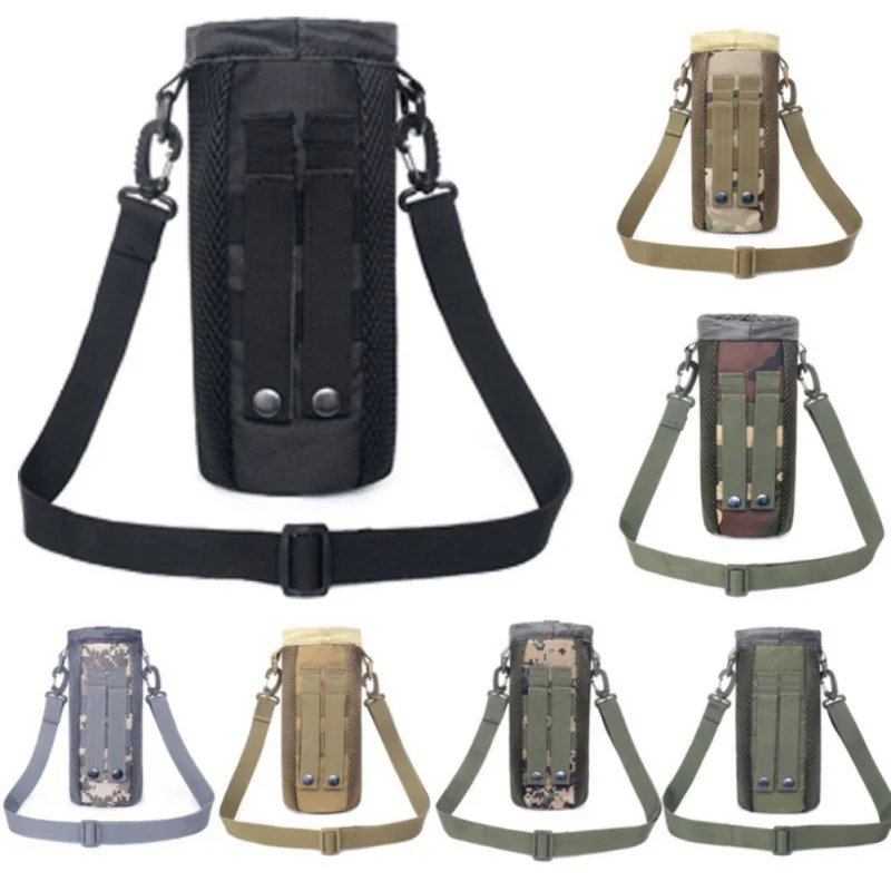 

500ml Tactical Molle Water Bottle Pouch Nylon Military Holster Outdoor Travel Kettle Bag Drawstring Camping Hiking Water Bottl