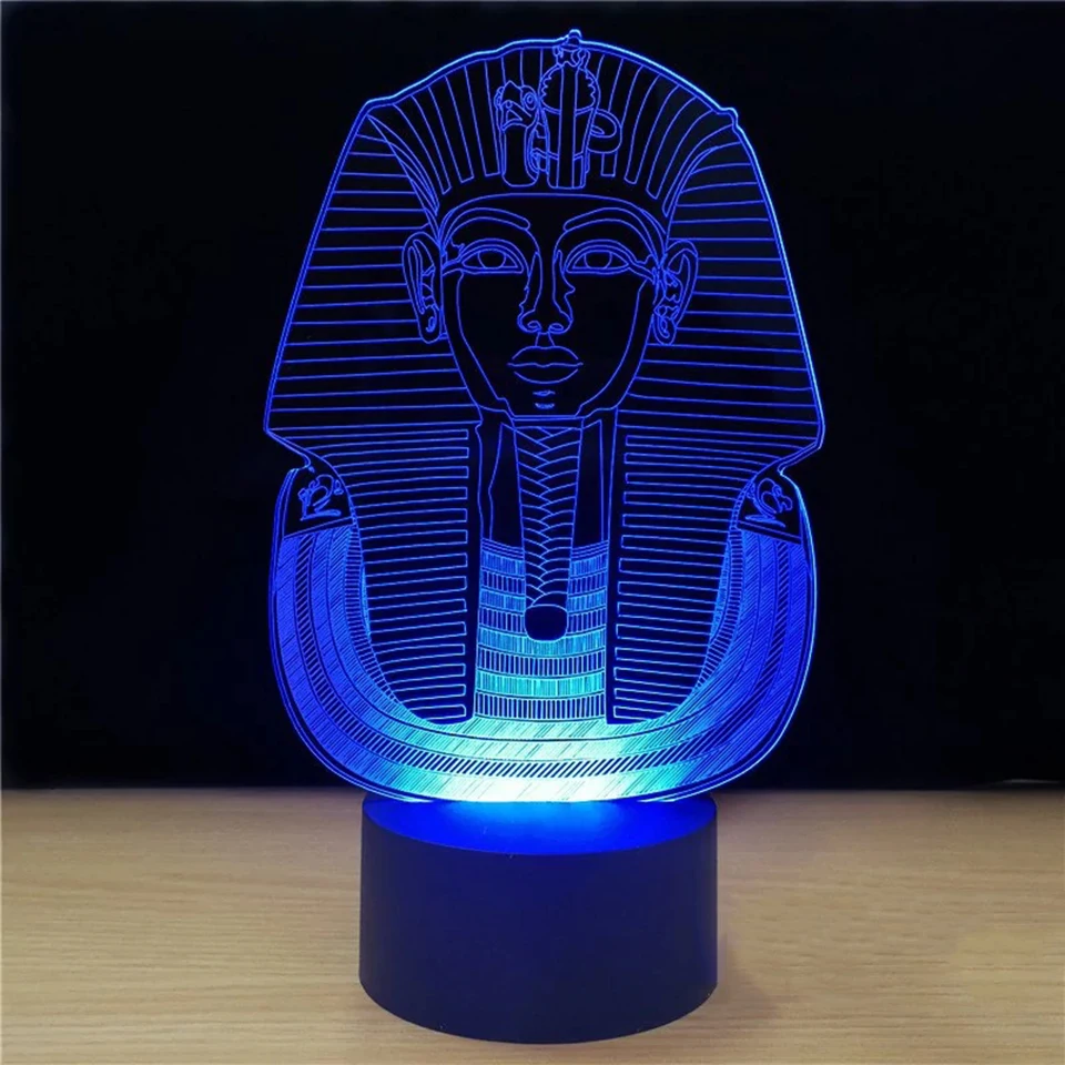 

3D Led Visual 7 Colors Egyptian Sphinx Table Lamp Usb Creative Bedroom Sleep Pharaoh Lighting Fixture Gifts Bedside Night Lights