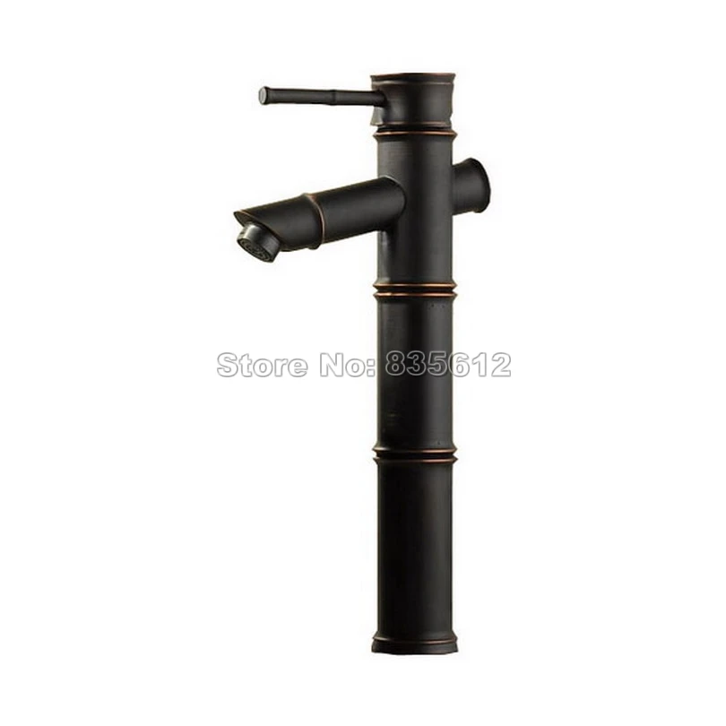 

BAMBOO STYLE BLACK OIL RUBBED SINGLE HOLE DECK MOUNTED BATHROOM BASIN FAUCET VESSEL SINK BRASS MIXER TAP SINGLE HANDLE Wnf316