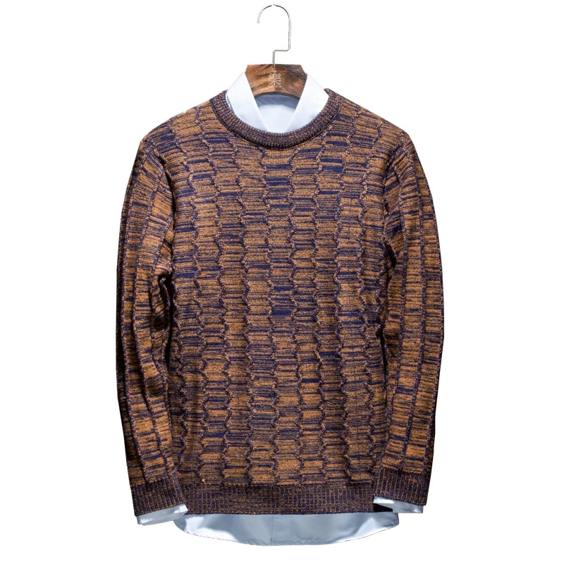 Men's Knitted Sweaters Casual Crew Neck Long Sleeve Loose Winter Warm Pullover Sweater Tops (2)