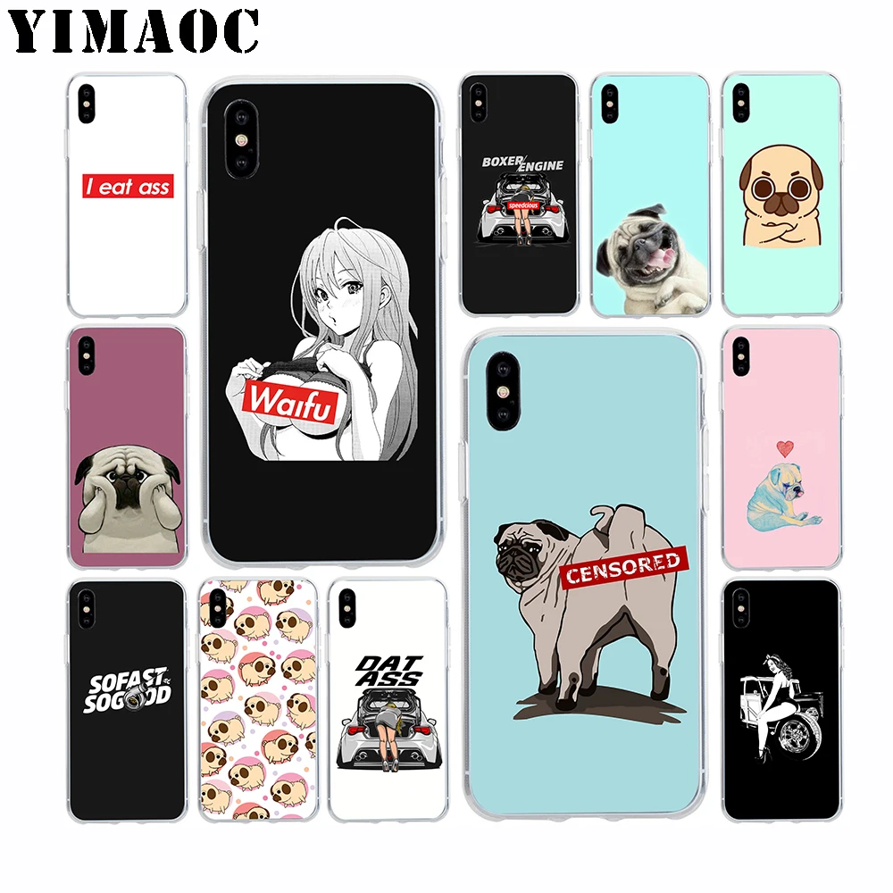 

YIMAOC Stance Girl Car Dog Soft TPU Silicone Case for Apple Iphone Xr Xs Max X 10 8 Plus 7 6S 6 Plus SE 5S 5 7Plus 8Plus Cover