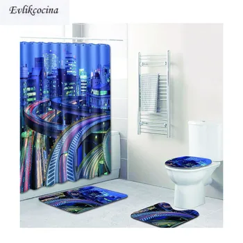 

Free Shipping 4pcs Brightly Viaduct Casa De Banho Banyo Bathroom Carpet Bath Mat Set Non Slip Tapis Salle De Bain Alfombra Bano