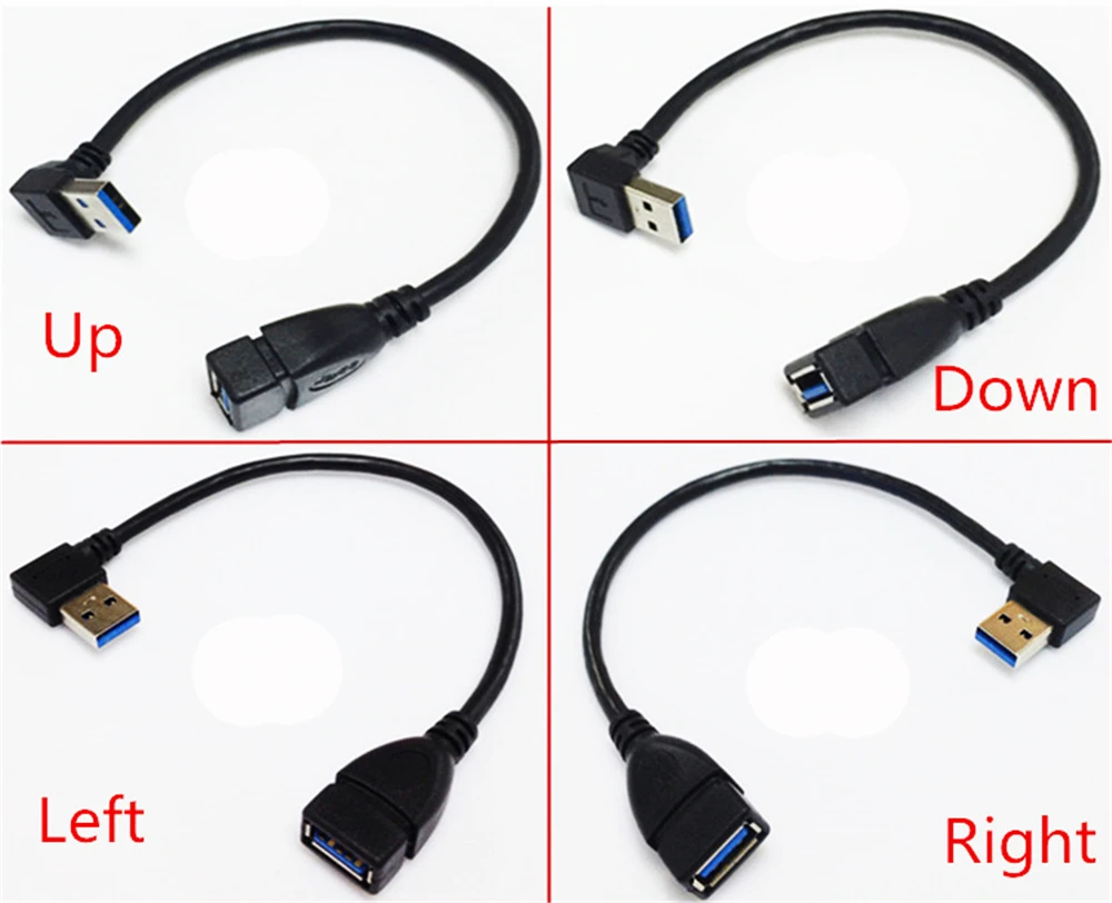 20 шт. Электроника Универсальный USB удлинитель USB 3,0 мужчин и женщин 90 градусов Расширение синхронизации данных кабель провода адаптер