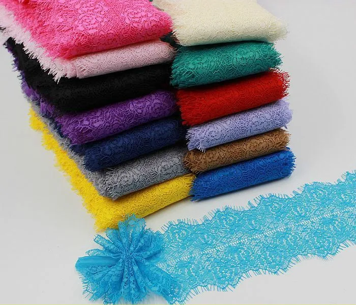 

3M Multicolor Eyelashes Lace Trim 9CM Wide Lace Fabric Craft DIY Wedding Dress Clothing Bed skirt sofa curtain Material