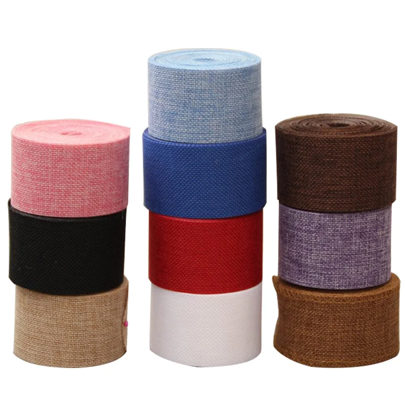 

2meter 5cm Natural Burlap Jute Fabric Roll Hessian Ribbon Trim Tape Rustic for Rustic Wedding Party Decoration DIY Home Ornament