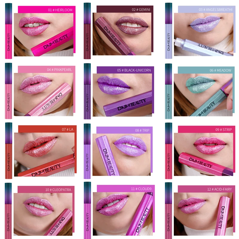 

Gold Green Red Purple Makeup Lip Glosses Palette Natural Moisturizer Barras De Labios Permanente Lipstick Labial Matte Mushroom