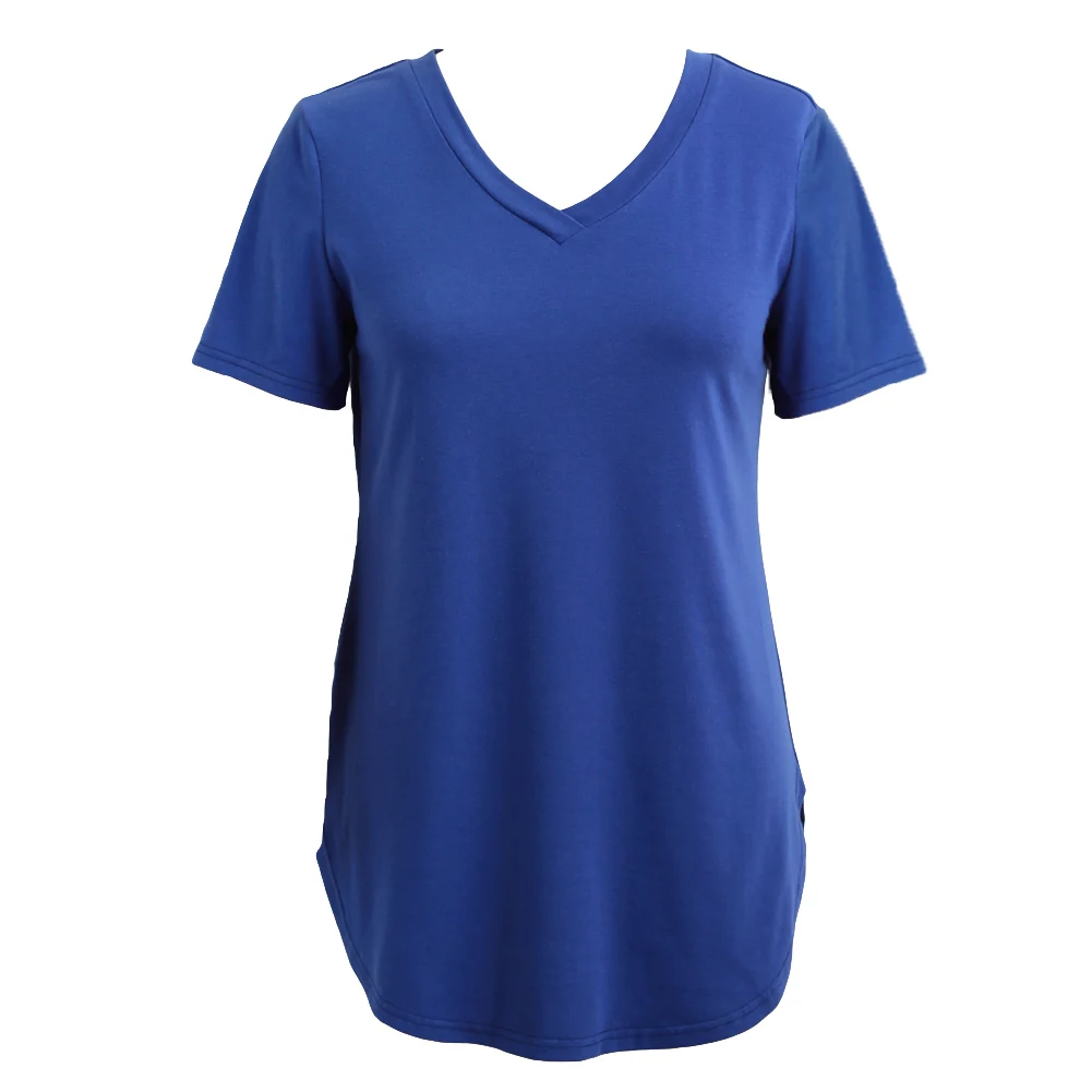 Летняя женские футболка большие размеры s футболка с v-образным вырезом короткий рукав повседневные футболки Женская туника плюс размер 5XL Прямая поставка - Цвет: Royal blue
