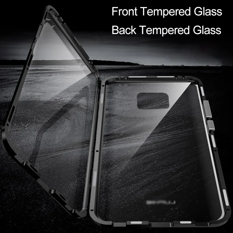 

Luxury Full Body Protective Magnetic Case For Huawei P30 P20 Pro 360 Transparent Tempered Glass Cover For Huawei Mate 20 Case