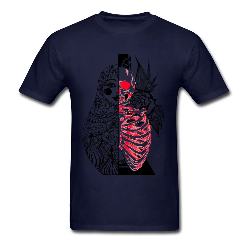 Adult 2018 Hot Sale Tees O-Neck Summer Fall 100% Cotton Top T-shirts Simple Style Short Sleeve Macabre Matryoshka Sweatshirts Macabre Matryoshka navy