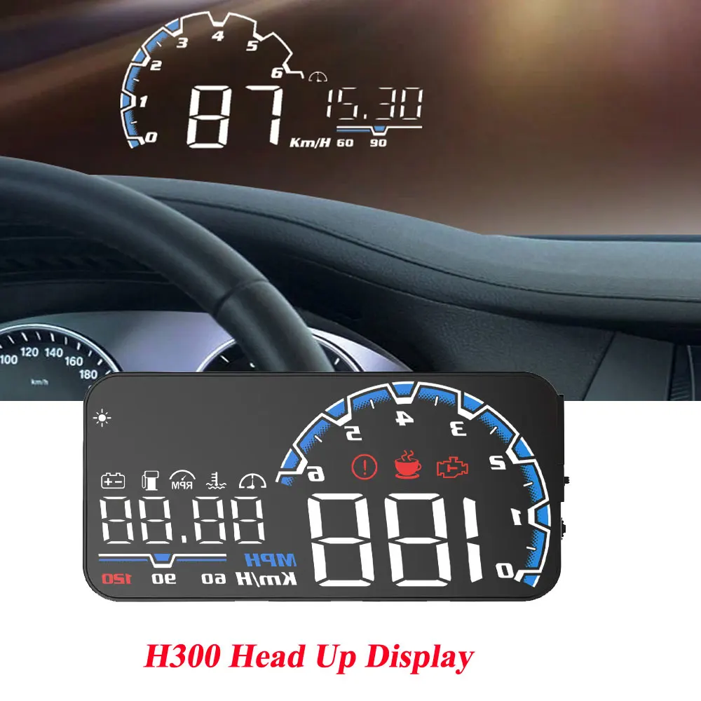 ActiSafety H300 5 дюймов налобный дисплей пленка HUD Дисплей лобовое стекло проектор OBD2