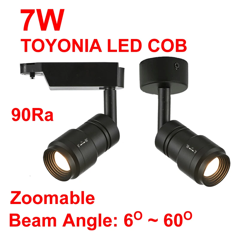 

Led Track Light 7W Zoomable Spot Led Lighting 3000K 4000K 6000K Background Wall Display Indoor Lighting Commercial White Black