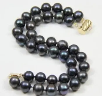 

Huge 2 Rows 10-11MM Round South Sea Genuine Black Pearl Bracelet 7.5-8" Gold