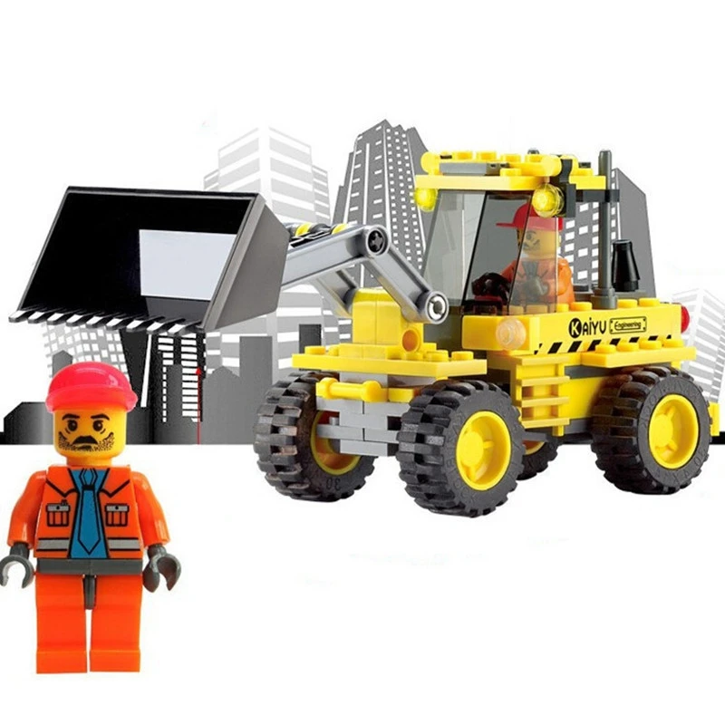 

2019 creative city building bulldozer compatible with Legogings spell inserting blocks set children's toys gifts