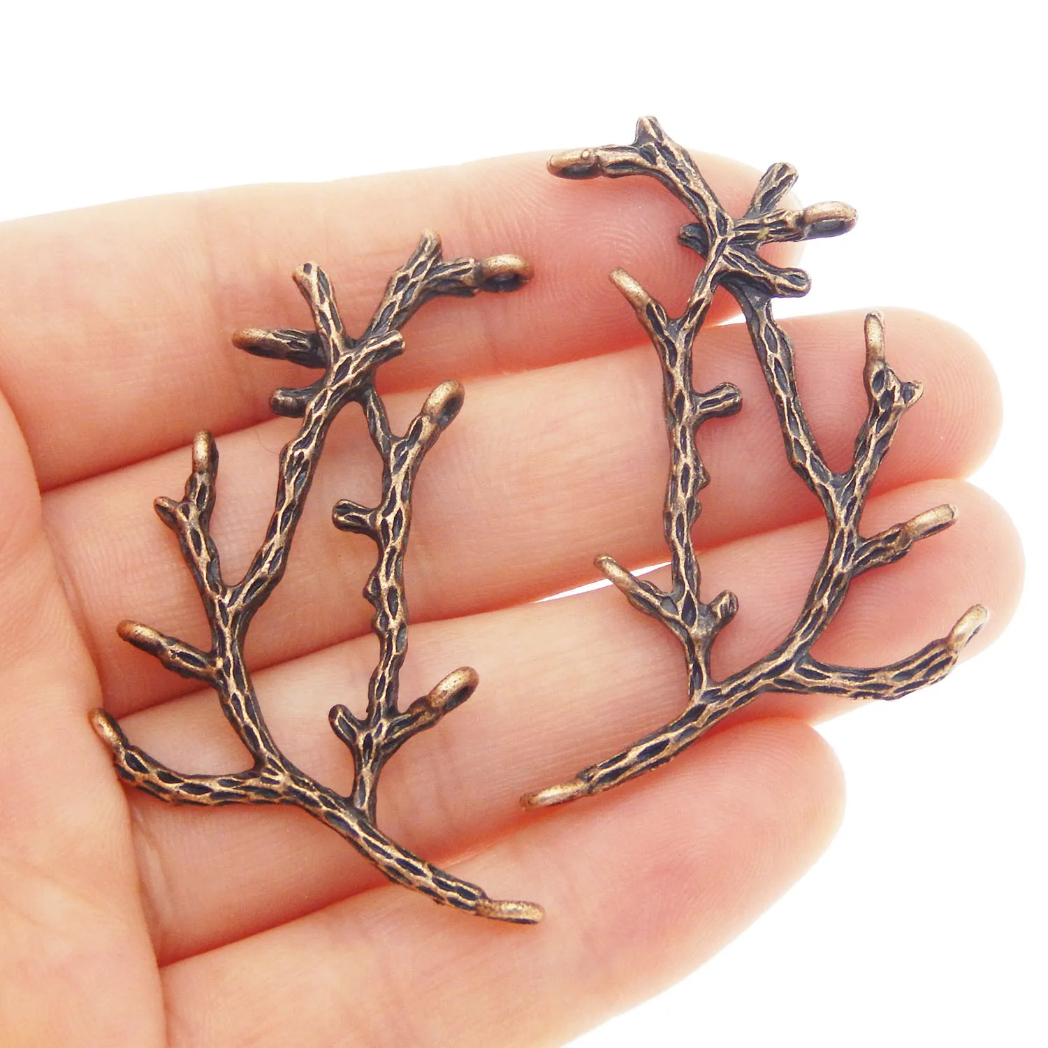 GraceAngie 30PCS Copper Suspension Tree Branch Handmade Crafts Holes Charms Hanging Jewelry Finding Accessory 52*23*3mm