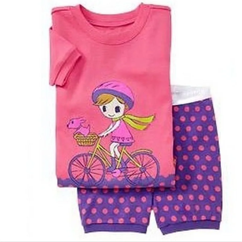 Одежда для мальчиков и девочек из чистого хлопка летняя пижама с короткими рукавами с мультяшным принтом сердечка и рыбки комплекты детского нижнего белья