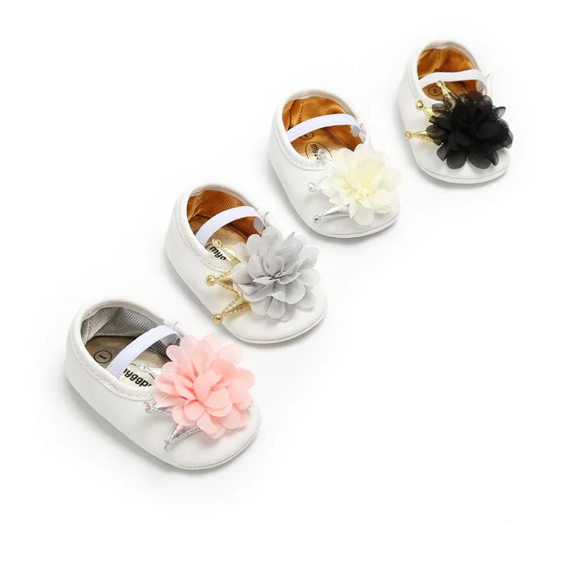 Первые ходунки обувь для малышей красивые цветы Корона принцесса модели с мягкой подошвой для малышей обувь для маленьких девочек